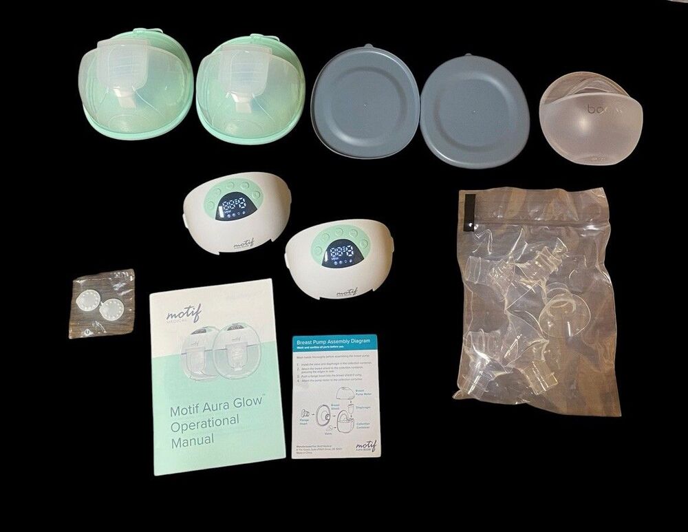 Motif Medical Aura Glow Wearable Breast Pump Set w/ Accessories